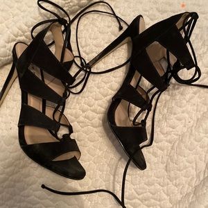 Steve Madden gladiator black velvet heels. Size 8